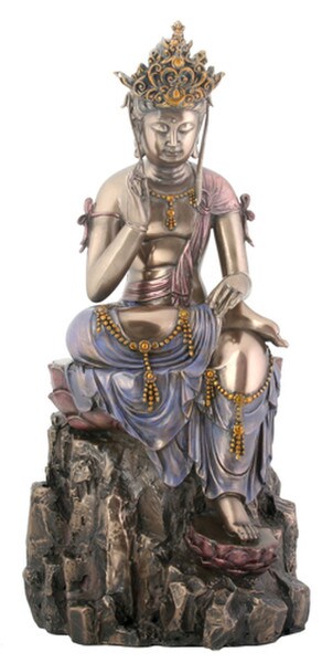Deity Statue - Kuan Yin Sculpture Faux Bronze High detail color